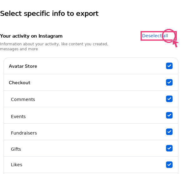 Specific information screen with 'Clear all' highlighted